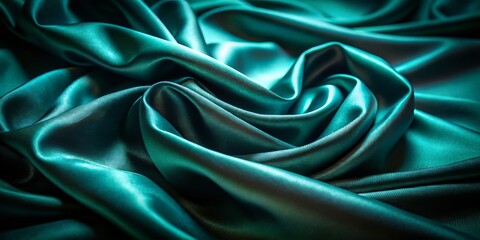 Fototapeta premium Emerald Green Satin Fabric Draped Closeup,Texture,Abstract