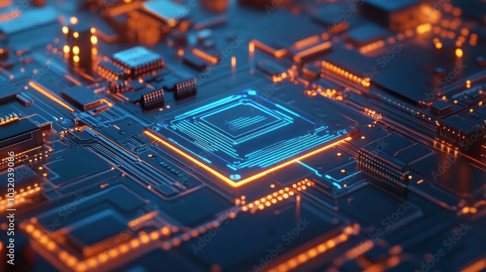 Poster circuit board with glowing processor