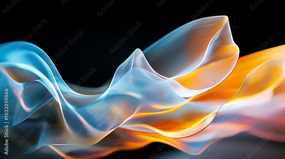 Poster captivating abstract image of flowing waves in vibrant colors. this artistic representation evokes m