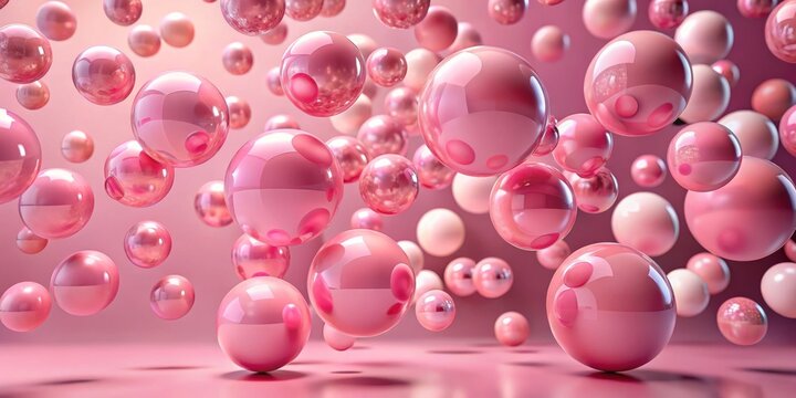 Pink Spheres Floating in Air - 3D Rendered Abstract Background, pink spheres, abstract, background, 3d rendering