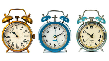 Collection of Vintage Timers and Clocks on a Transparent Background Generative AI