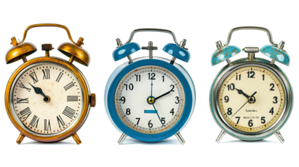 Collection of Vintage Timers and Clocks on a Transparent Background Generative AI