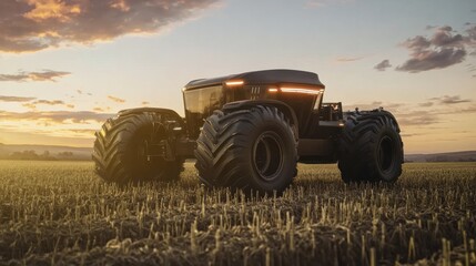Fototapeta premium Autonomous farm machinery performing tasks with minimal human intervention, revolutionizing farming