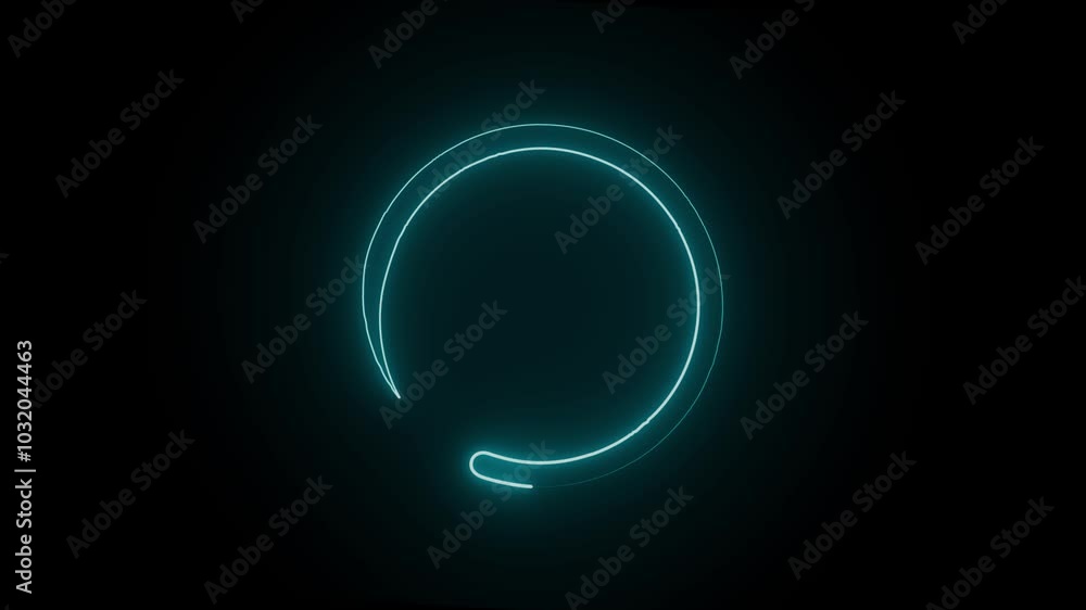 Poster circle loading bar icon animation on black background,