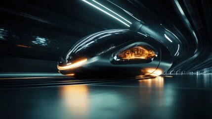 Fototapeta premium Futuristic Vehicle in a Tunnel