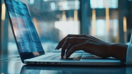 Hands Typing Code on Laptop