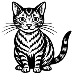 black and white cat vector