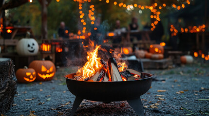 A Halloween party featuring a spooky storytelling session with eerie tales.