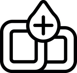 Blood donation icon showing blood drop with plus sign