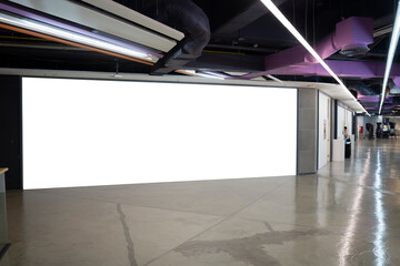 Mockup Blank Wide Indoor Billboard in Shopping Complex