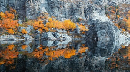 Autumn Reflections on a Mountain Lake
