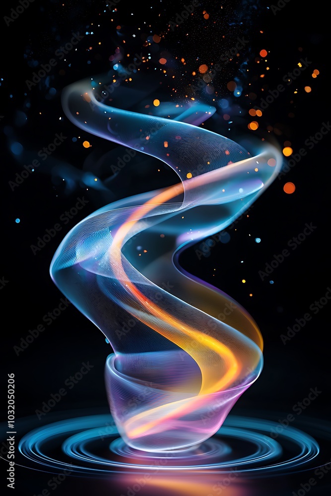 Poster this mesmerizing abstract swirl showcases vibrant colors and light effects against a dark background