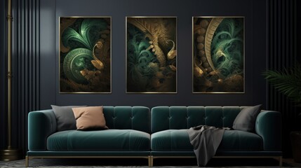 Abstract Green and Gold Wall Art