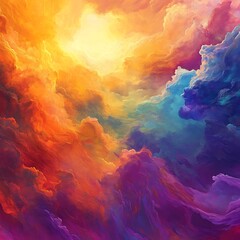 Obraz premium Bold Vibrant Cloudscape Artwork Showcasing Striking Skies in Brilliant neon Colors image