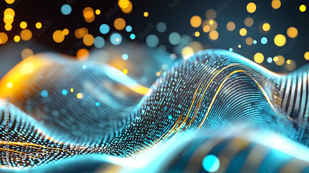 Poster vibrant abstract waves create a mesmerizing visual experience with colorful bokeh lights in the back