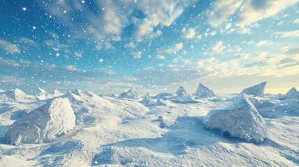 Obraz premium Jagged Ice Formations in Snowy Tundra Landscape