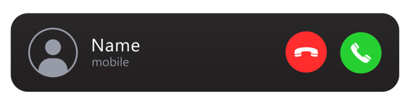 Incoming call pop up notification window illustration. Smartphone accept decline phone call user interface vector