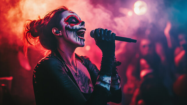 A Halloween party featuring a spooky karaoke night with Halloween songs.