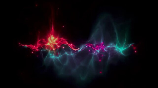 Animated modern abstract modern neon color waves on black background