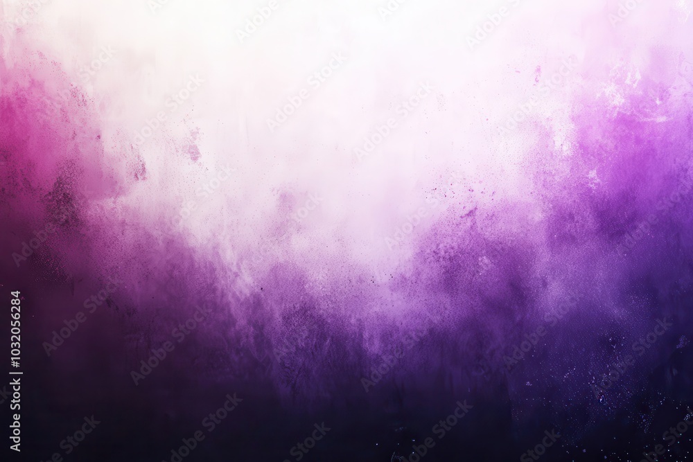 Poster gradient design in purple and white showcasing blank spaces, textured abstract backdrop with grainy 