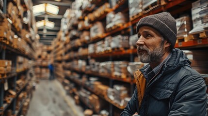 Obraz premium Warehouse worker checking and sorting goods in the warehouse.
