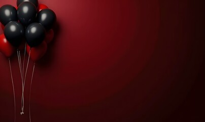 Black Friday has a bold red color scheme featuring black balloons against a dark background.