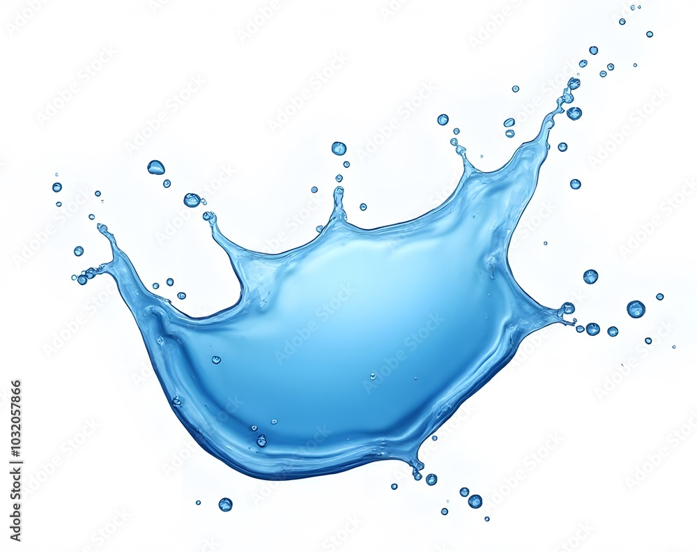 Aufkleber Blue liquid splashes on white background as PNG image with isolated design in transparent format for web use.
