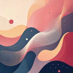 淡いパステルカラーと柔らかな曲線が織りなす洗練されたミニマル抽象アート