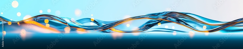 Poster a captivating abstract image of fluid waves highlighting bubbles and light reflections. perfect for 