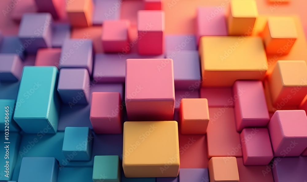 Poster colorful 3d blocks create a lively background that adds depth to any digital environment instantly.