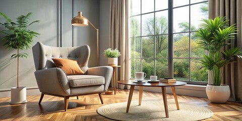 Obraz premium Interior with armchair and coffee table