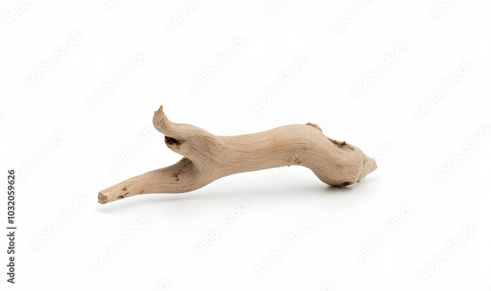 Aufkleber Driftwood piece stands alone on a clear background image for use in graphic design projects requiring clean simple elements.