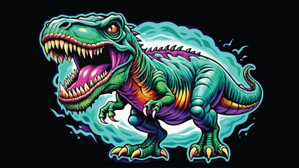 close-up t rex illustration with pop colors © Animasi