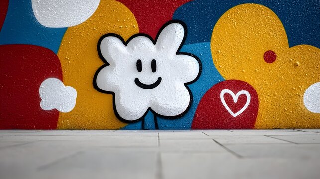 Vibrant Graffiti Wall Background with Bold Colorful Shapes and Lettering for Creative Branding Advertising and Urban Art Designs