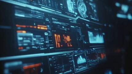 Obraz premium Futuristic Digital Interface with Data Visualizations