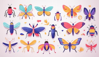 Fototapeta premium Insect pattern. Vector, illustration set.