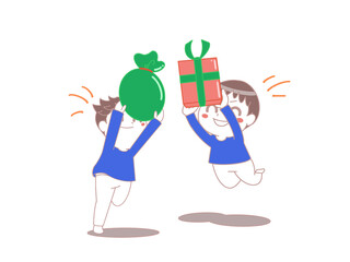 プレゼントを喜ぶ男の子達