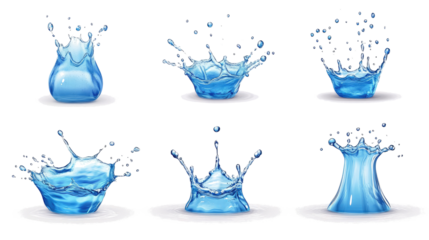 Collection of Water Splashes on Transparent Background Generative AI