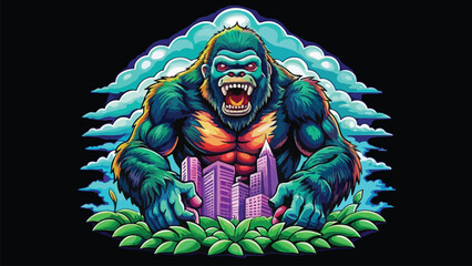 Obraz premium Gorilla illustration with pop colors