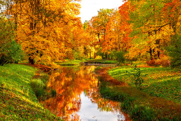 Catherine park in autumn, Tsarskoe Selo (Pushkin), Saint Petersburg, Russia