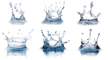Collection of Water Splash Images Showcasing Dynamic Droplets Falling Generative AI