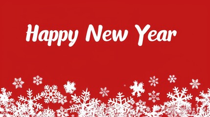 Vector New Year Seamless Border with White Snowflakes on Red Background, Merry Christmas Text in Flat Design Illustration.