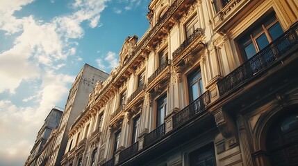 Obraz premium Classical Museum Facades with Towering Columns and City Lights picture