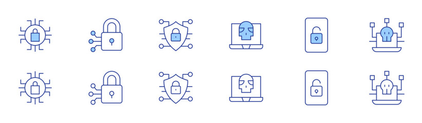Cyber security icon set in two styles, Duotone and Thin Line style. Editable stroke. browser, cyber attack, cyber security, cyber