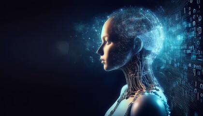 artificial intelligence being with binary code