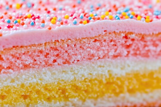 Freshly baked cake with colorful sprinkles, perfect for celebrations or dessert photography