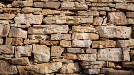 Obraz premium Stone Wall Texture. Beige and Brown Bricks