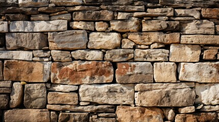 Stone Wall Texture. Beige and Brown Bricks