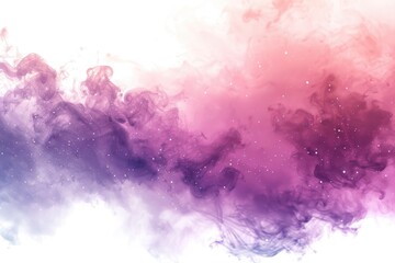 Fototapeta premium A pink and purple cloud of smoke floats against a pure white background, perfect for adding visual interest to your design