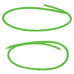 Set of hand drawn green circle highlighter, design element, grunge round shape